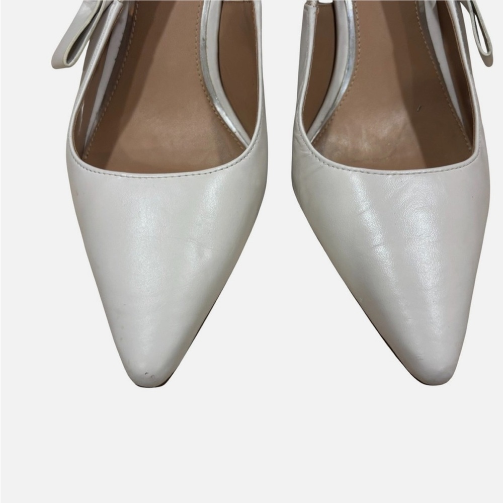 Elegant White Sling Back Pointed Toe Heels Bow Detail Pumps 6.5 - Picture 3 of 10